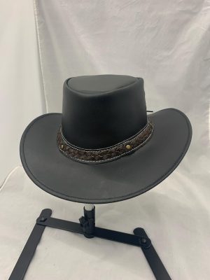 Genuine Leather Brown Hat with Brown Trim